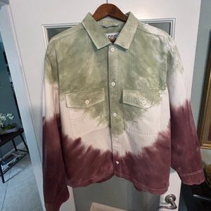 BDG Urban Outfitters oversized green/purple tie-dye denim shirt jacket, size L